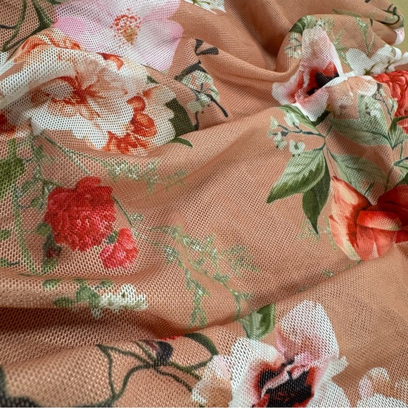 🌺SALE FLORAL MESH BODYCON MIDI DRESS - Picture 7 of 9